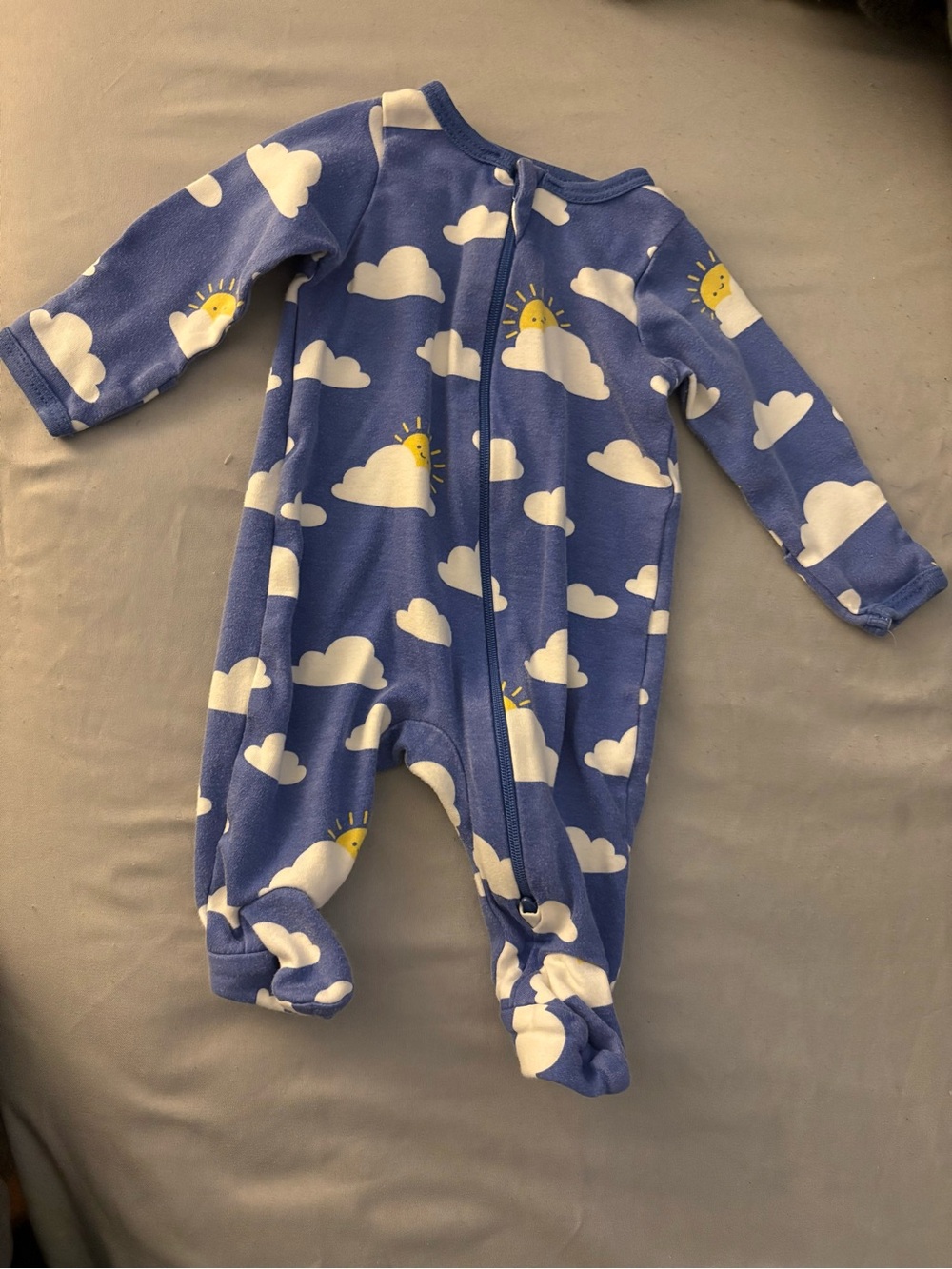wonder nation Blue Cloud & Sunny Face Footed One-Piece